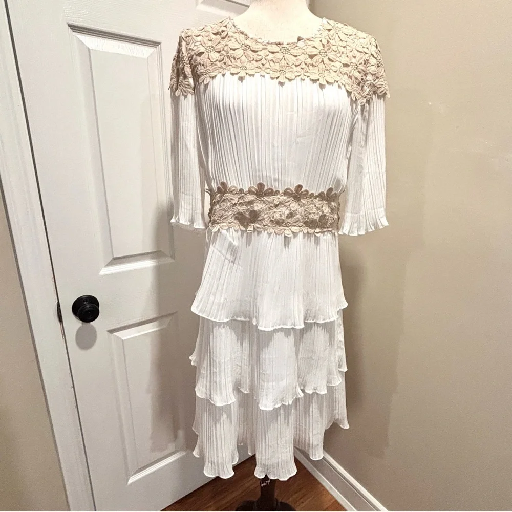 Lulus Westwind White Lace Pleated Chiffon Dress XL - Picture 5 of 8